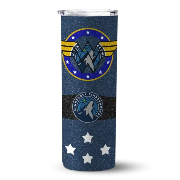 custom minnesota timberwolves star cluster midnight blue skinny tumbler best selling.webp