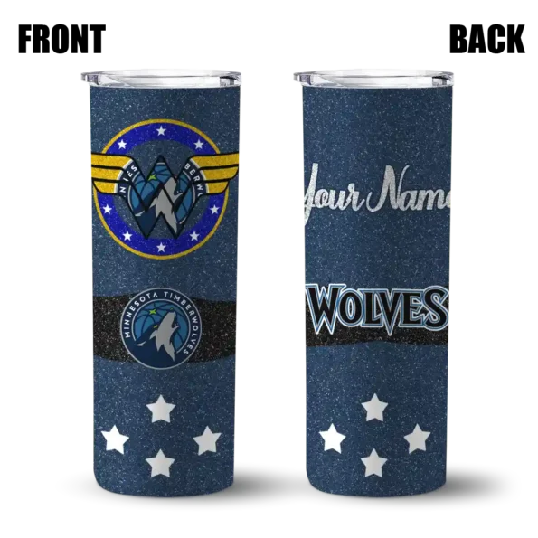 custom minnesota timberwolves star cluster midnight blue skinny tumbler fashion forward.webp