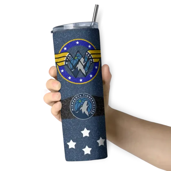custom minnesota timberwolves star cluster midnight blue skinny tumbler premium grade.webp