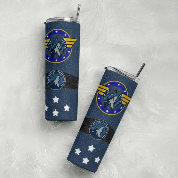 custom minnesota timberwolves star cluster midnight blue skinny tumbler top rated.webp