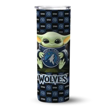 custom minnesota timberwolves yoda cozy midnight blue black skinny tumbler best selling.webp