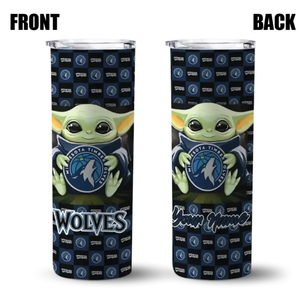 custom minnesota timberwolves yoda cozy midnight blue black skinny tumbler fashion forward.webp