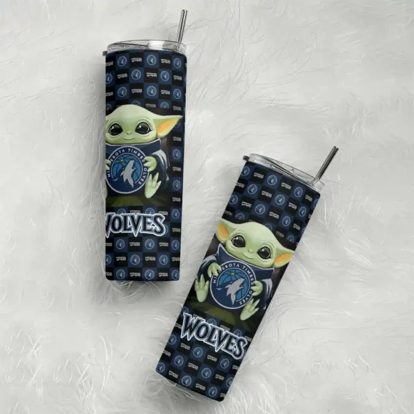 custom minnesota timberwolves yoda cozy midnight blue black skinny tumbler top rated.webp