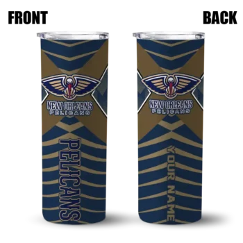 custom new orleans pelicans camo texture navy skinny tumbler fashion forward.webp