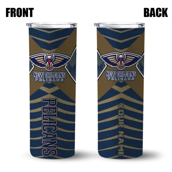 custom new orleans pelicans camo texture navy skinny tumbler fashion forward.webp
