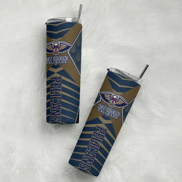 custom new orleans pelicans camo texture navy skinny tumbler top rated.webp