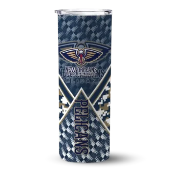 custom new orleans pelicans monogram burst navy white skinny tumbler best selling 1.webp