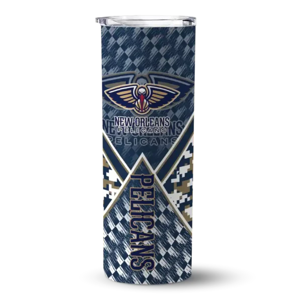 custom new orleans pelicans monogram burst navy white skinny tumbler best selling 1.webp