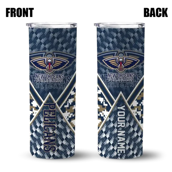 custom new orleans pelicans monogram burst navy white skinny tumbler fashion forward.webp