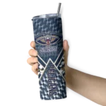 custom new orleans pelicans monogram burst navy white skinny tumbler best selling 1.webp