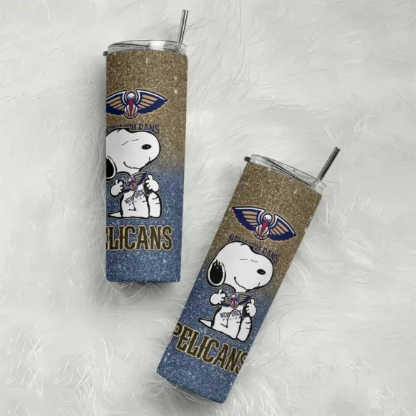 custom new orleans pelicans snoopy attitude navy skinny tumbler top rated 1.webp