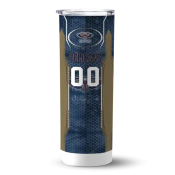custom new orleans pelicans stacked diamond navy skinny tumbler best selling 1.webp