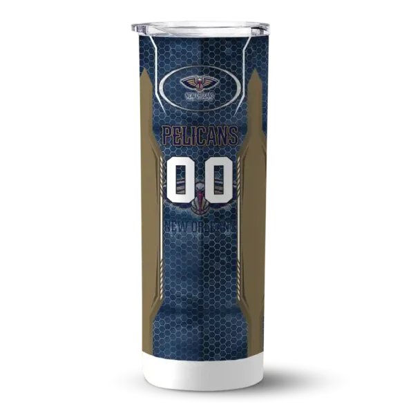 custom new orleans pelicans stacked diamond navy skinny tumbler best selling 1.webp
