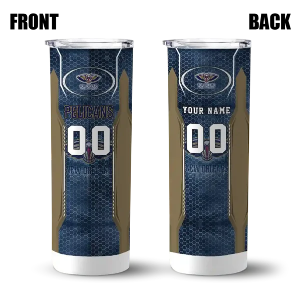 custom new orleans pelicans stacked diamond navy skinny tumbler fashion forward.webp
