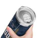 custom new orleans pelicans stacked diamond navy skinny tumbler best selling 1.webp