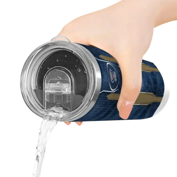 custom new orleans pelicans stacked diamond navy skinny tumbler latest model.webp