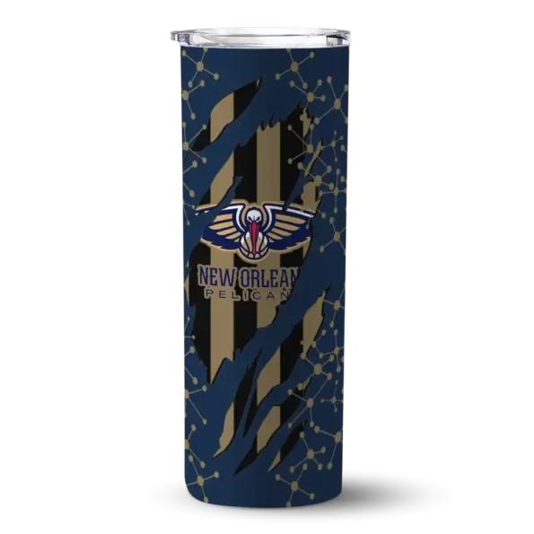 custom new orleans pelicans star pop navy black skinny tumbler best selling 1.webp