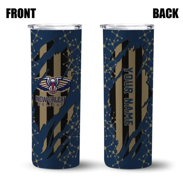 custom new orleans pelicans star pop navy black skinny tumbler fashion forward.webp