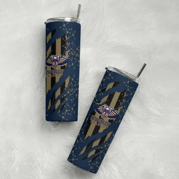 custom new orleans pelicans star pop navy black skinny tumbler top rated.webp