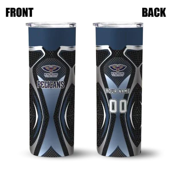 custom new orleans pelicans superman emblem navy black skinny tumbler fashion forward.webp