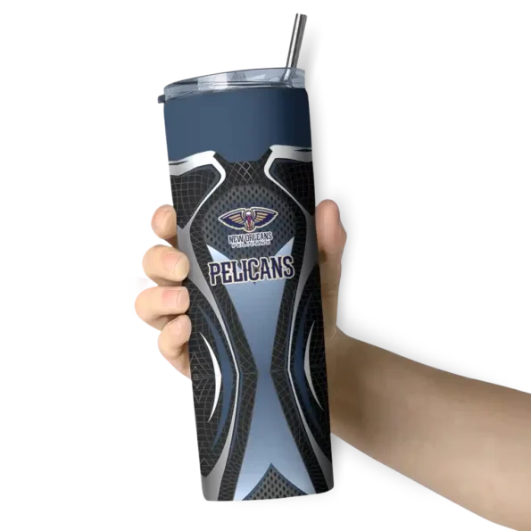 custom new orleans pelicans superman emblem navy black skinny tumbler premium grade.webp