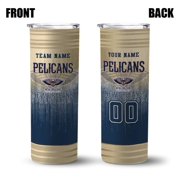 custom new orleans pelicans swirl texture navy skinny tumbler fashion forward 1.webp