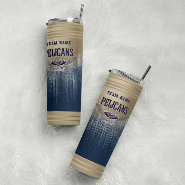 custom new orleans pelicans swirl texture navy skinny tumbler top rated.webp
