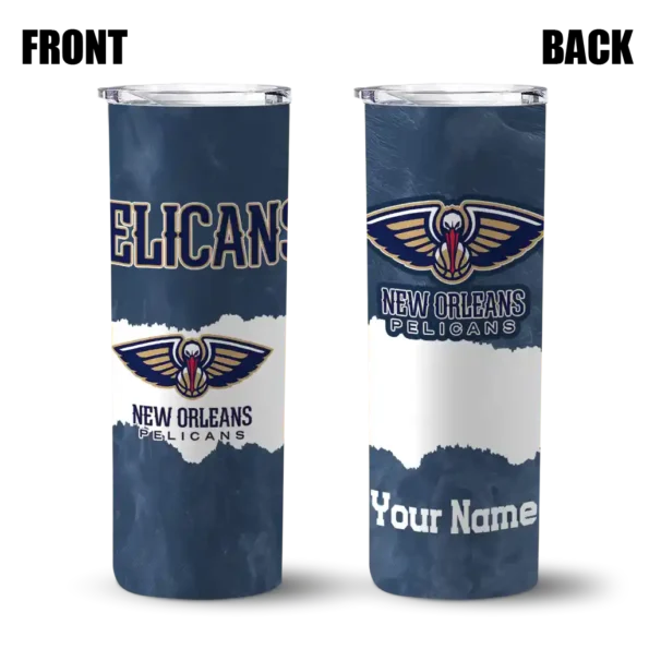 custom new orleans pelicans torn band navy white skinny tumbler fashion forward.webp
