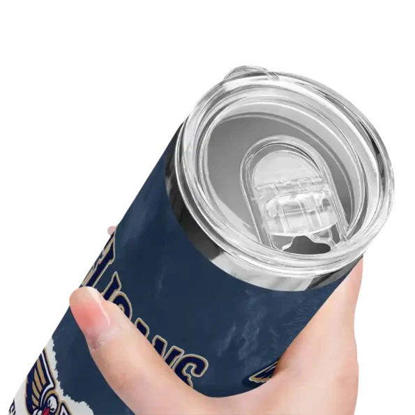 custom new orleans pelicans torn band navy white skinny tumbler high quality.webp
