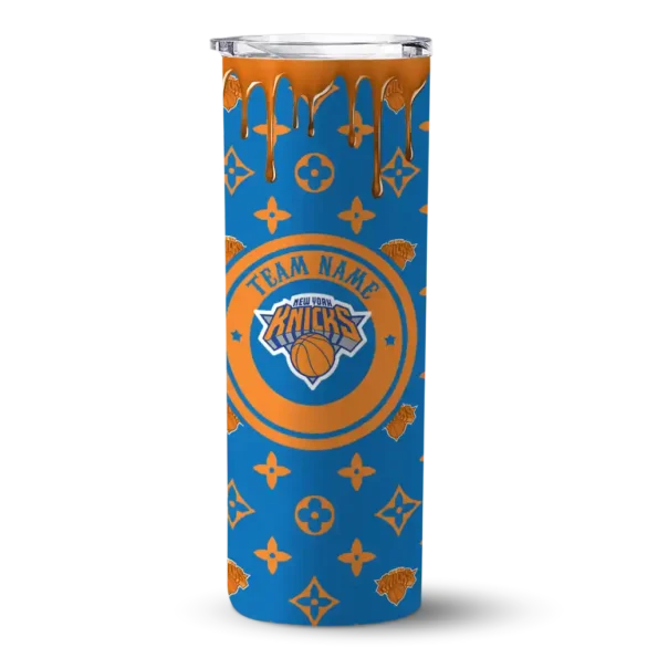custom new york knicks camo streak blue skinny tumbler best selling 1.webp
