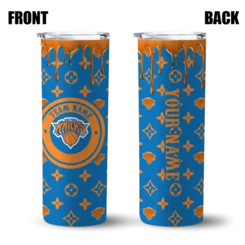 custom new york knicks camo streak blue skinny tumbler fashion forward.webp