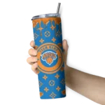 custom new york knicks camo streak blue skinny tumbler best selling 1.webp