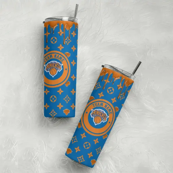 custom new york knicks camo streak blue skinny tumbler top rated.webp