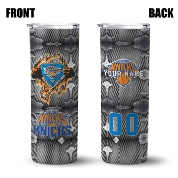 custom new york knicks chevron v blue gray skinny tumbler fashion forward.webp