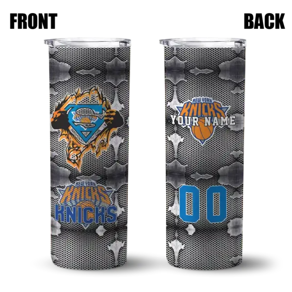 custom new york knicks chevron v blue gray skinny tumbler fashion forward.webp