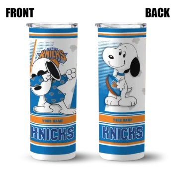 custom new york knicks snoopy dog blue white skinny tumbler fashion forward.webp
