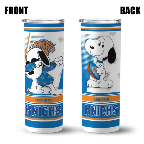 custom new york knicks snoopy dog blue white skinny tumbler fashion forward.webp