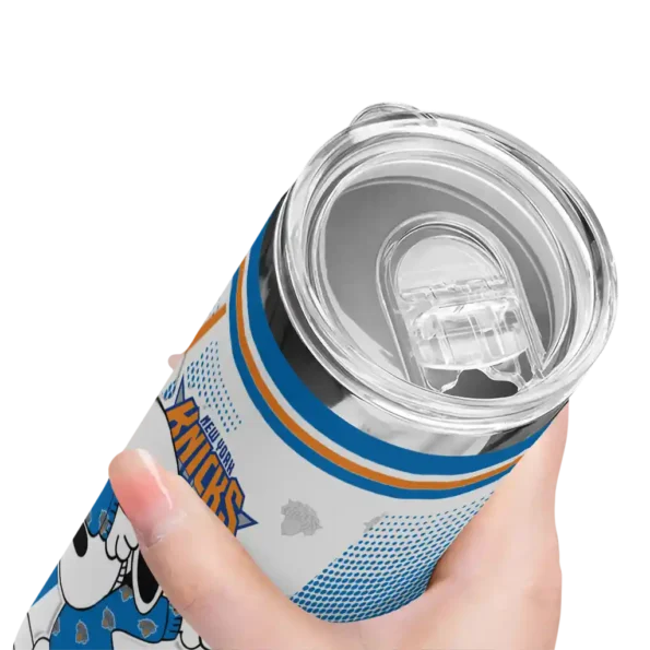 custom new york knicks snoopy dog blue white skinny tumbler high quality.webp