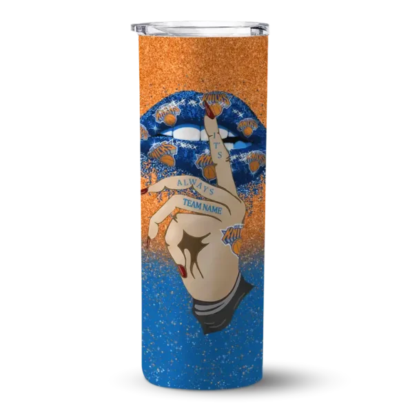 custom new york knicks sparkle lips blue skinny tumbler best selling 1.webp