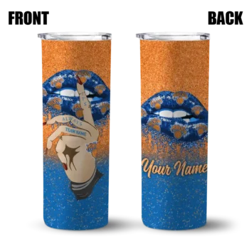 custom new york knicks sparkle lips blue skinny tumbler fashion forward.webp