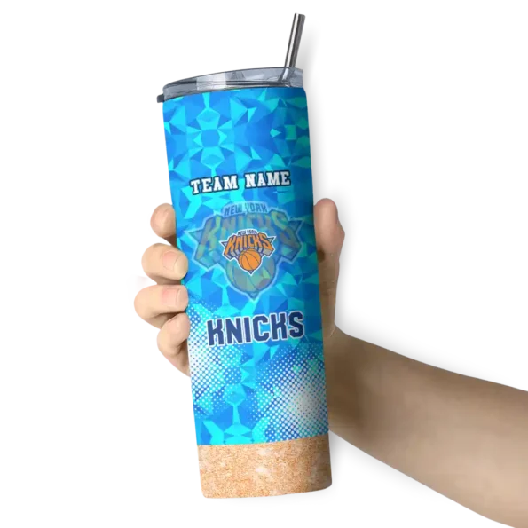 custom new york knicks starburst tiles blue skinny tumbler premium grade.webp