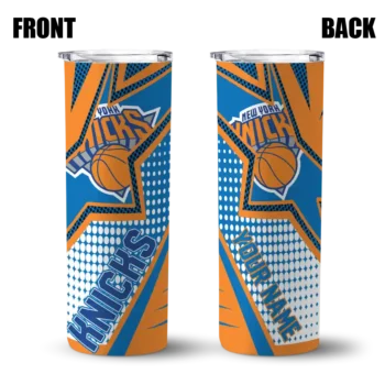 custom new york knicks web stripes blue white skinny tumbler fashion forward.webp