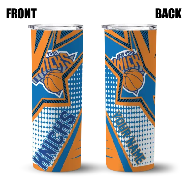 custom new york knicks web stripes blue white skinny tumbler fashion forward.webp