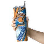 custom new york knicks web stripes blue white skinny tumbler best selling 1.webp