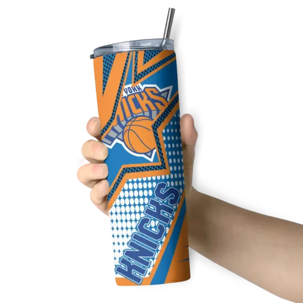 custom new york knicks web stripes blue white skinny tumbler premium grade.webp