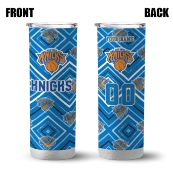 custom new york knicks zipper leopard blue skinny tumbler fashion forward.webp