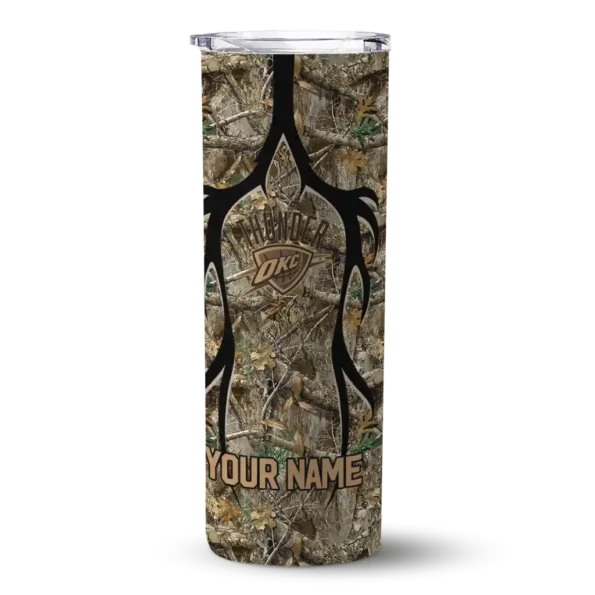 custom oklahoma city thunder antler flow camo skinny tumbler best selling 1.webp