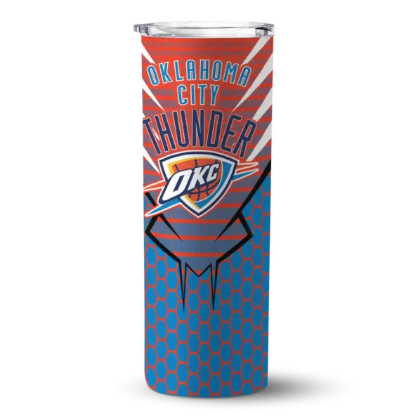 custom oklahoma city thunder chevron stripes blue skinny tumbler best selling 1.webp