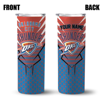 custom oklahoma city thunder chevron stripes blue skinny tumbler fashion forward.webp