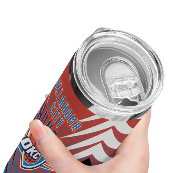 custom oklahoma city thunder chevron stripes blue skinny tumbler high quality.webp